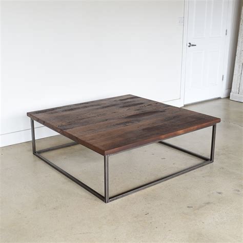 Square Coffee Table / Large Reclaimed Wood Steel 